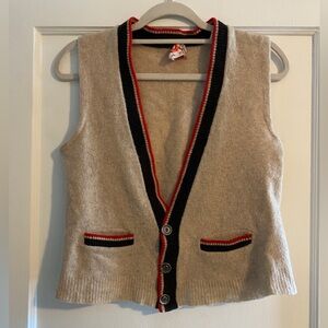 Vintage Pauker 100% Lambswool Sweater Vest Cream
